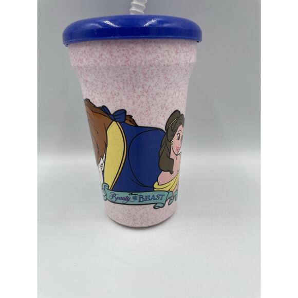 Vintage 90s Beauty And The Beast Mug with Lid & Straw - Toys R Us - NEW - Picture 3 of 11